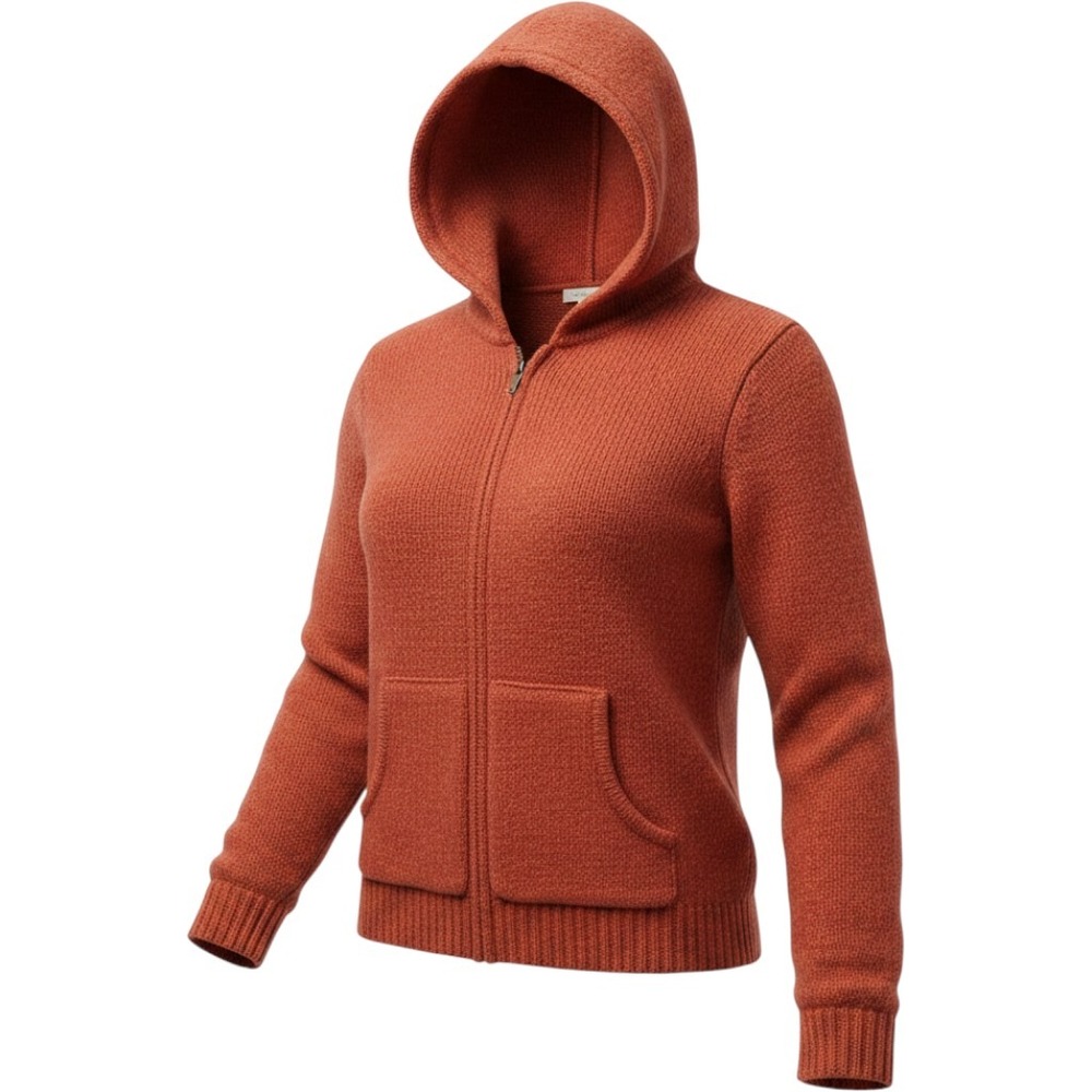 VTG Cambridge Dry‎ Goods Wool Angora Zip Up Sweater Burnt Orange 3X Cottagecore